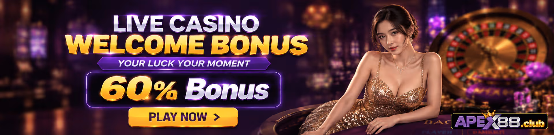 Live casino welcome bonus. 60% bonus on your first live casino deposit.