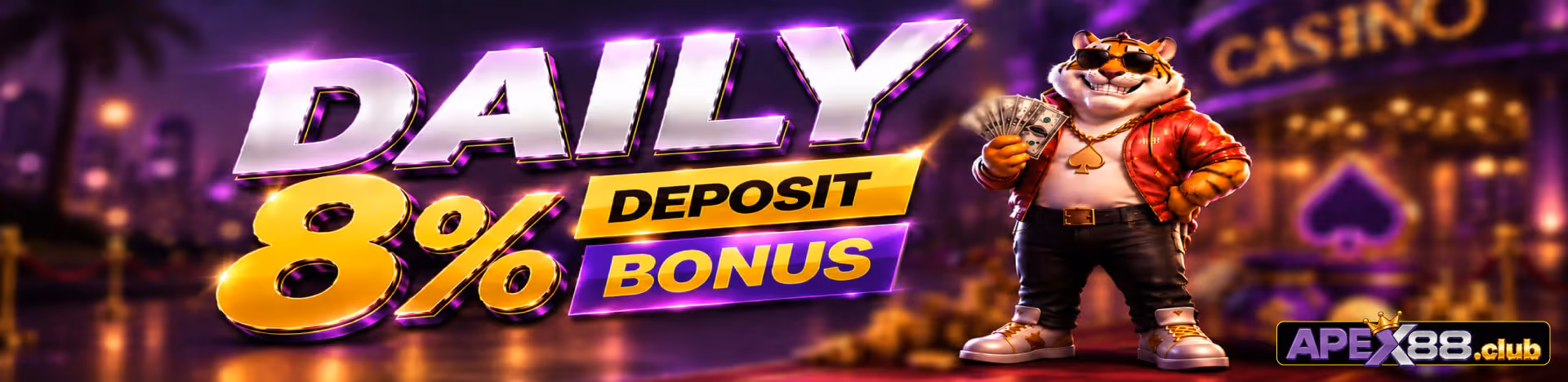Daily 8% deposit bonus at APEX88.